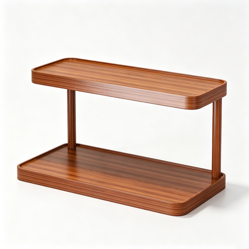 Bohemian‑Style Wooden Wall‑Mounted Display Shelf with Rattan Weave