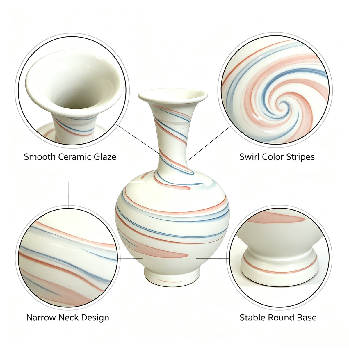 Mini Ceramic Vase, Desktop Flower Vase for Home Tabletop Decor
