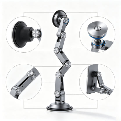 Multi‑Functional Foldable Suction Cup Magnetic Phone Mount for Car Navigation &amp; Live‑Streaming