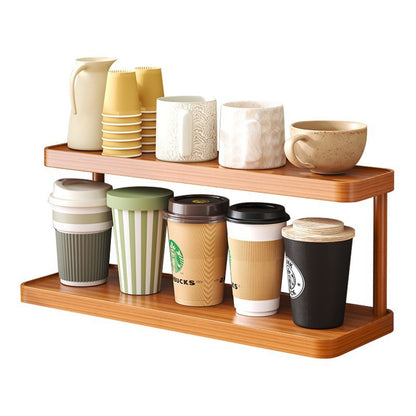 Bohemian‑Style Wooden Wall‑Mounted Display Shelf with Rattan Weave